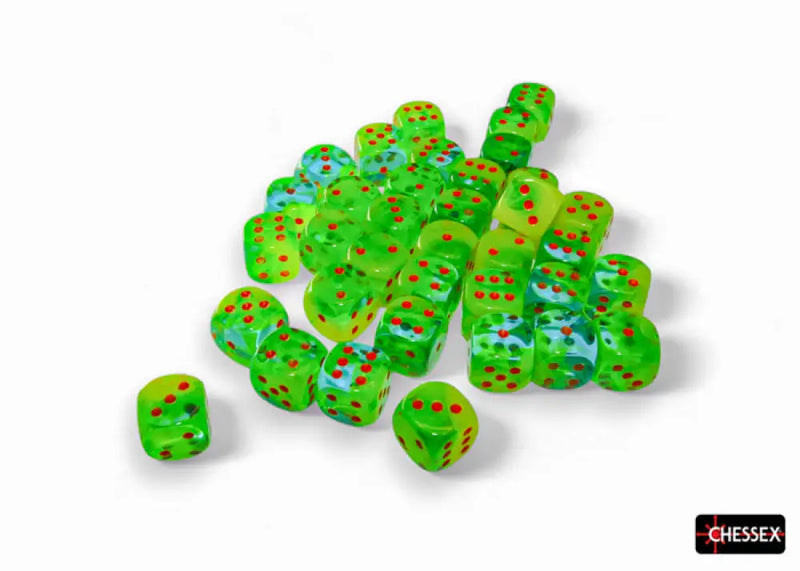 Chessex: 36d6 Plasma Green Teal Orange Luminary 12mm - Accessoire