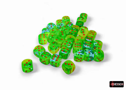 Chessex: 36d6 Plasma Green Teal Orange Luminary 12mm - Accessoire