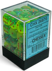 Chessex: 36d6 Plasma Green Teal Orange Luminary 12mm - Accessoire