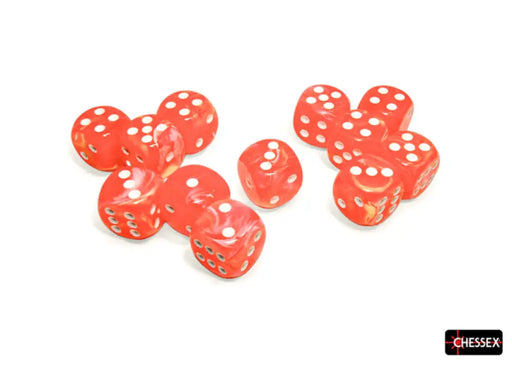Chessex: Festive 12d6 Dahlia/White Luminary 16mm - Accessoire