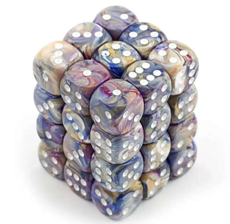 Chessex: Festive 36d6 Carousel/White 12mm - Accessoire