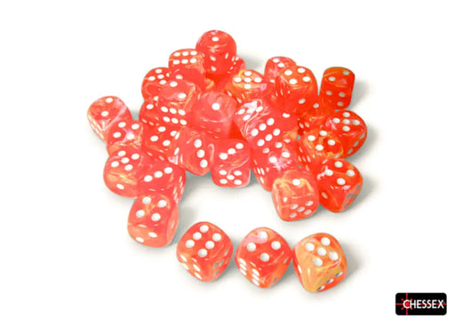 Chessex: Festive 36d6 Dahlia/White Luminary 12mm - Accessoire