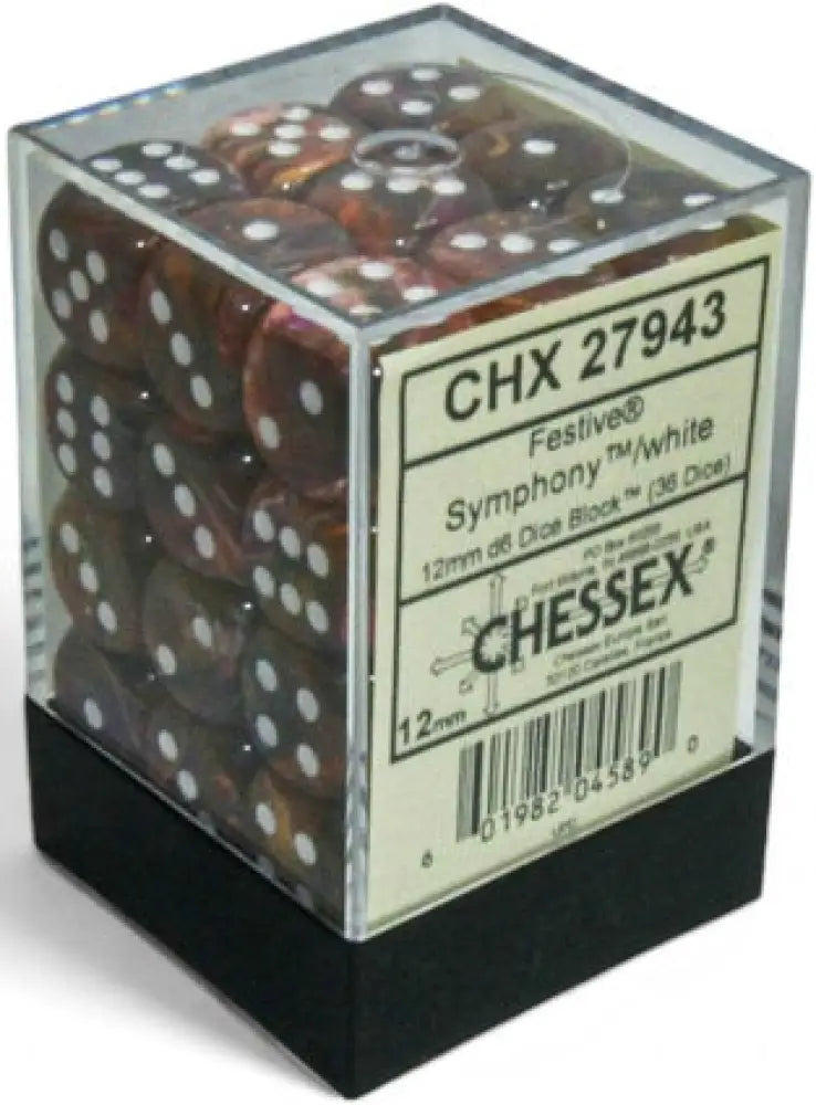 Chessex: Festive 36d6 Symphony/White 12mm - Accessoire