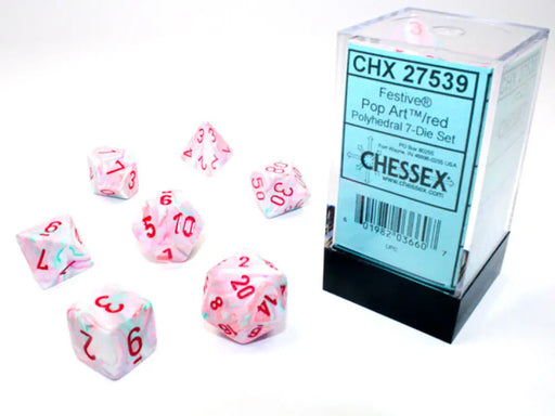 Chessex: Festive 7-Die Set Pop-Art/Red - Accessoire
