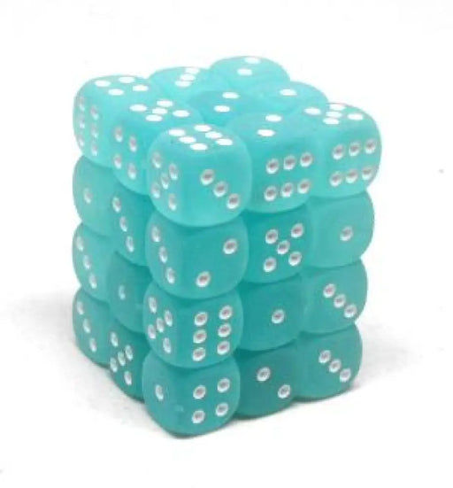 Chessex: Frosted 36D6 Teal/White 12mm - Accessoire