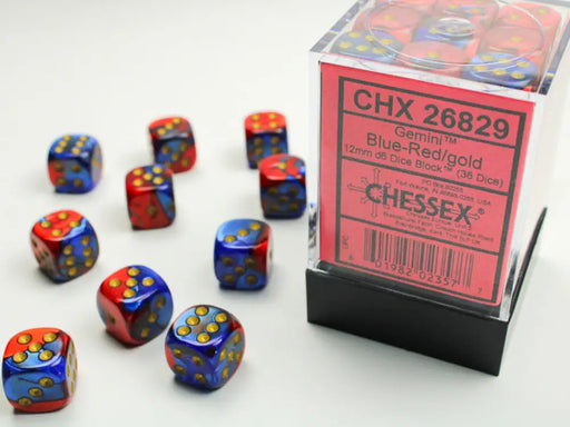 Chessex: Gemini 36d6 Blue-Red/Gold 12mm - Accessoire