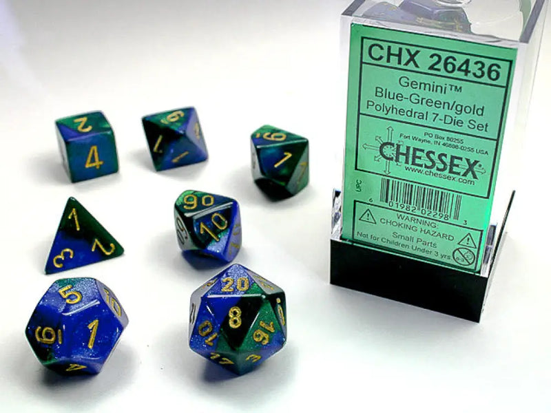 Chessex: Gemini 7-Die Set Blue-Green/Gold - Accessoire