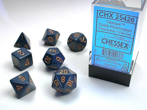 Chessex: Opaque 7-Die Set Dusty Blue/Copper - Accessoire