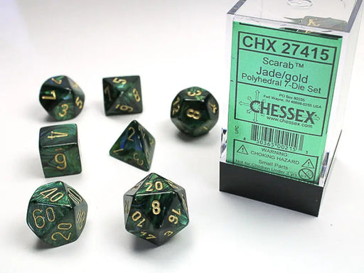Chessex: Scarab 7-Die Set Jade/Gold - Accessoire
