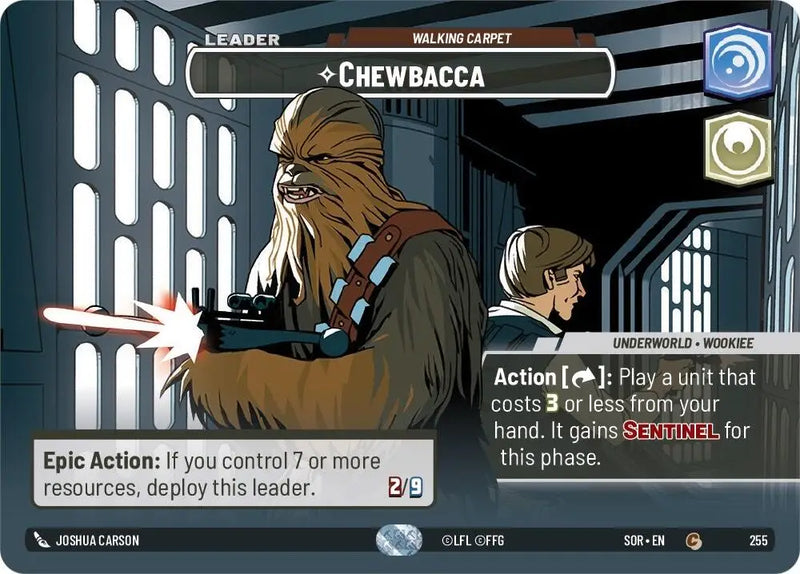 Chewbacca - Walking Carpet (Showcase) (255) [Spark of Rebellion] - Star Wars: Unlimited Single