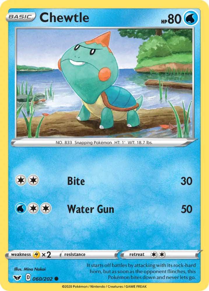 Chewtle (060/202) [Sword & Shield: Base Set] - Pokemon Single