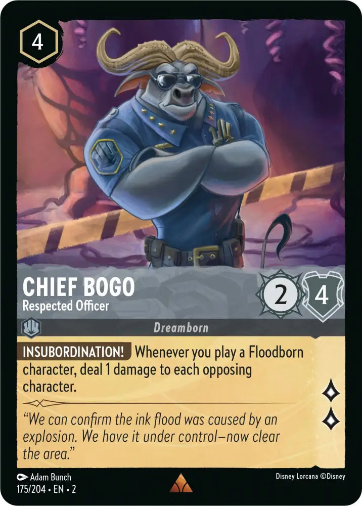 Chief Bogo - Respected Officer (175/204) [Rise of the Floodborn] - Lorcana Single
