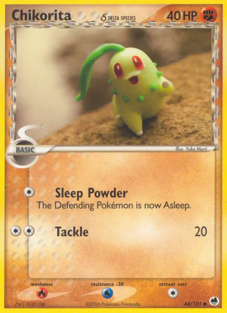 Chikorita (44/101) (Delta Species) [EX: Dragon Frontiers] - Pokemon Single