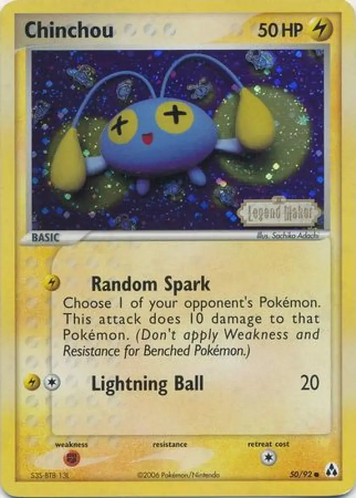 Chinchou (50/92) (Stamped) [EX: Legend Maker] - Pokemon Single