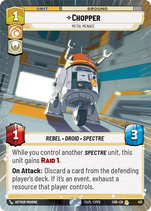 Chopper - Metal Menace (Hyperspace) (451) [Spark of Rebellion] - Star Wars: Unlimited Single