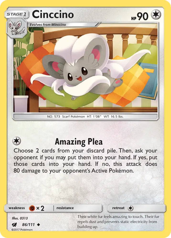 Cinccino (86/111) [Sun & Moon: Crimson Invasion] - Pokemon Single