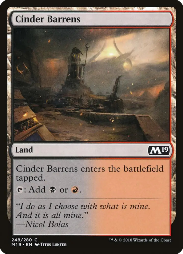 Cinder Barrens [Core Set 2019] - MTG Single
