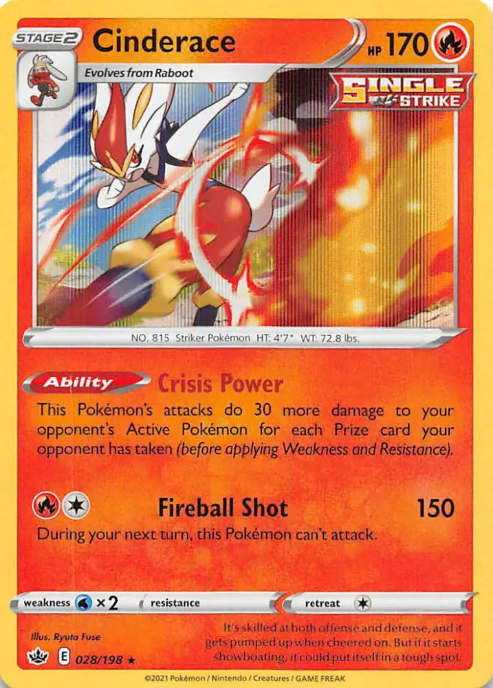 Cinderace (028/198) [Sword & Shield: Chilling Reign] - Pokemon Single