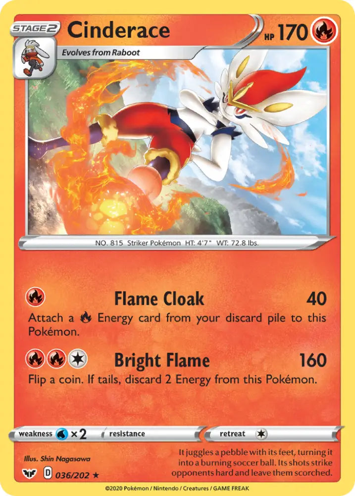 Cinderace (036/202) [Sword & Shield: Base Set] - Pokemon Single