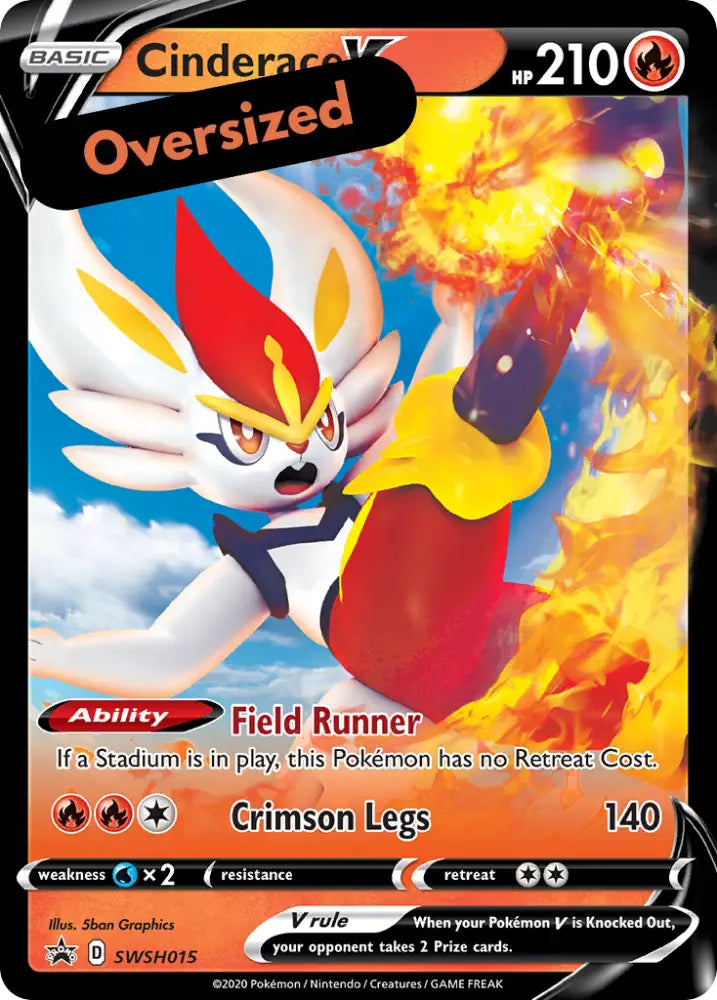 Cinderace V (SWSH015) (Jumbo Card) [Sword & Shield: Black Star Promos] - Pokemon Single