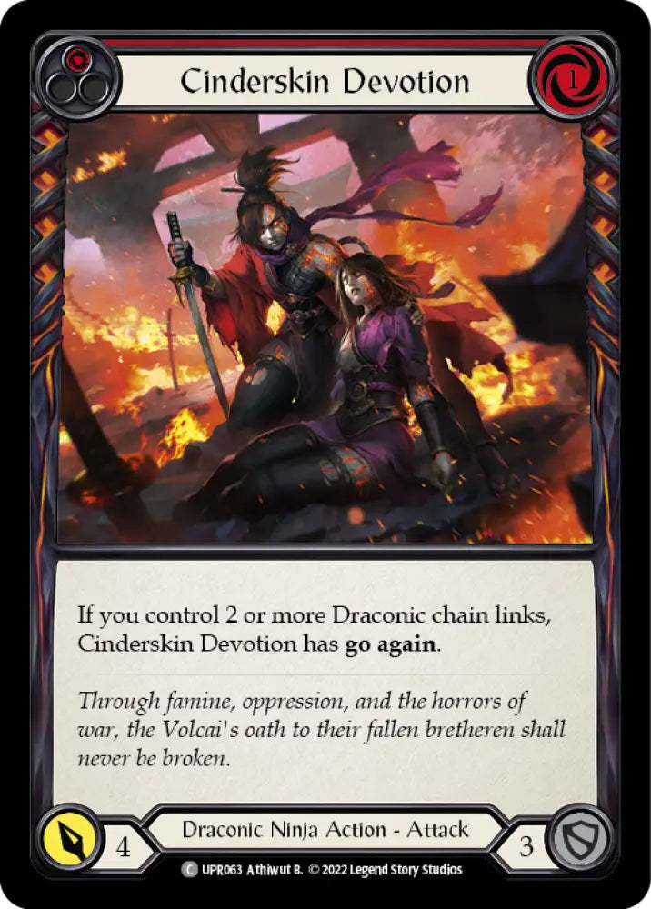 Cinderskin Devotion (Red) [Uprising] Rainbow Foil - Flesh And Blood Single
