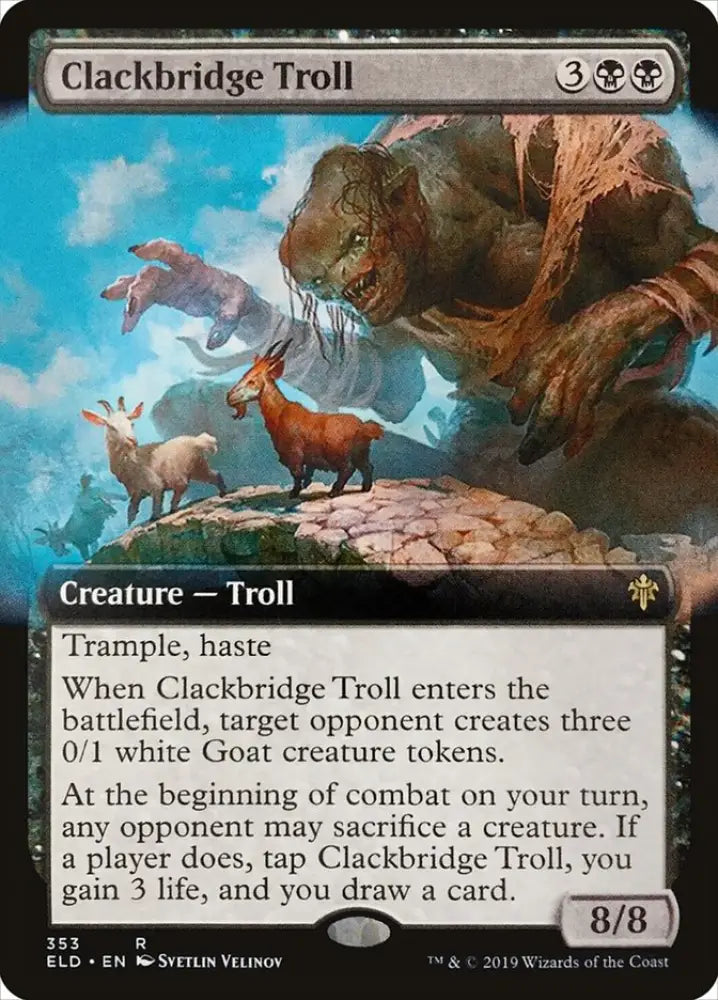 Clackbridge Troll (Extended Art) [Throne of Eldraine] - MTG Single