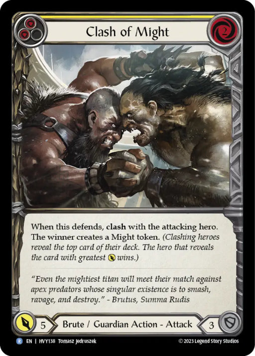 Clash of Might (Yellow) [Heavy Hitters] Rainbow Foil - Flesh And Blood Single