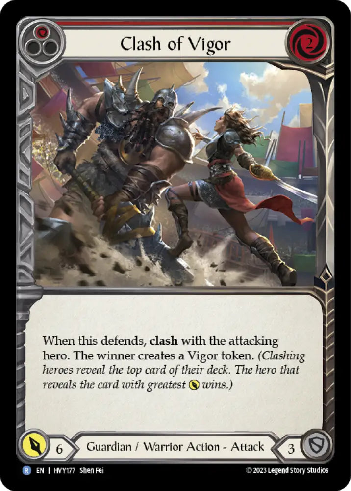 Clash of Vigor (Red) [Heavy Hitters] Rainbow Foil - Flesh And Blood Single