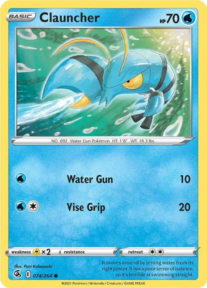 Clauncher (074/264) [Sword & Shield: Fusion Strike] - Pokemon Single