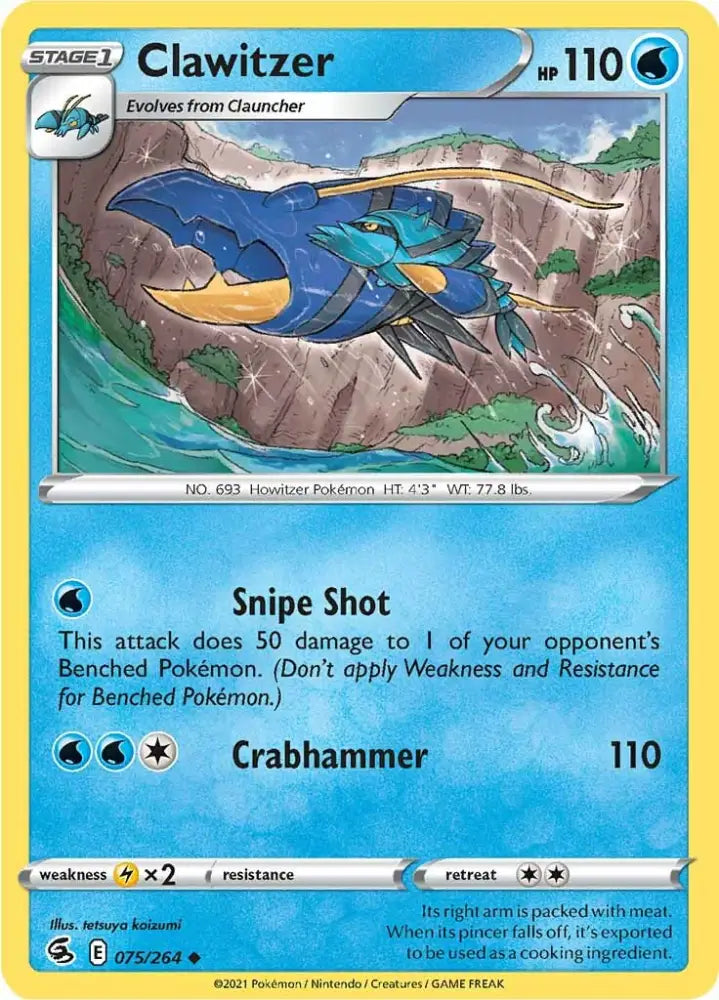 Clawitzer (075/264) [Sword & Shield: Fusion Strike] - Pokemon Single
