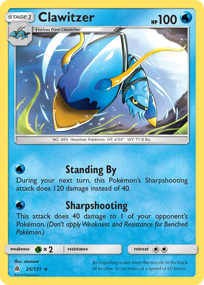 Clawitzer (26/131) [Sun & Moon: Forbidden Light] - Pokemon Single