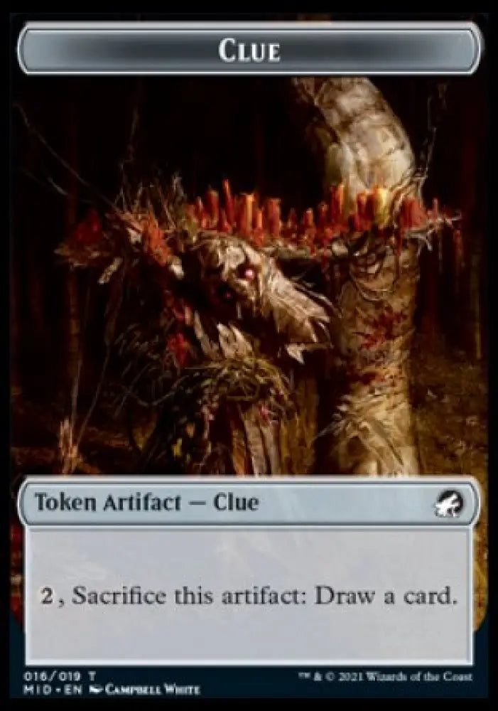 Clue // Zombie (015) Double-Sided Token [Innistrad: Midnight Hunt Tokens] - MTG Single