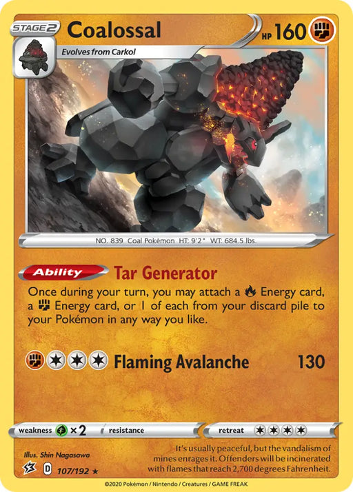 Coalossal (107/192) [Sword & Shield: Rebel Clash] - Pokemon Single