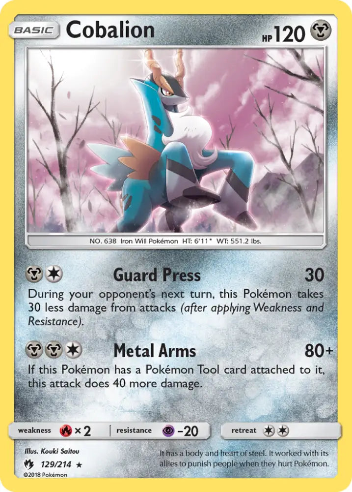 Cobalion (129/214) [Sun & Moon: Lost Thunder] - Pokemon Single