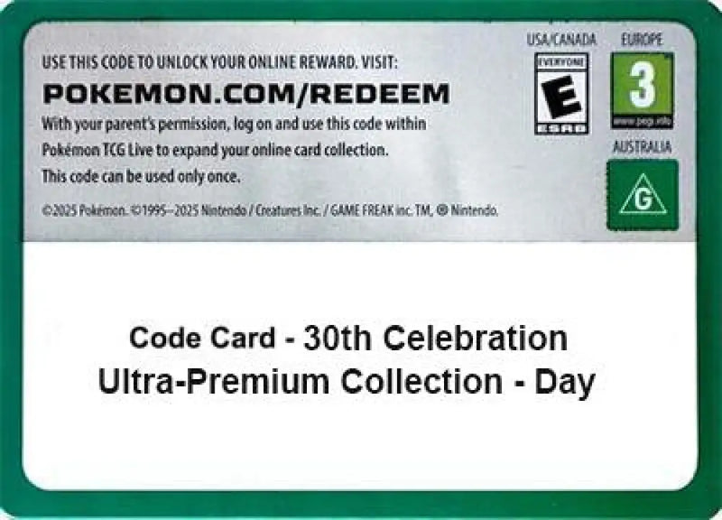 Code Card - 30th Celebration Ultra-Premium Collection - Day [ME: 30th Celebration]