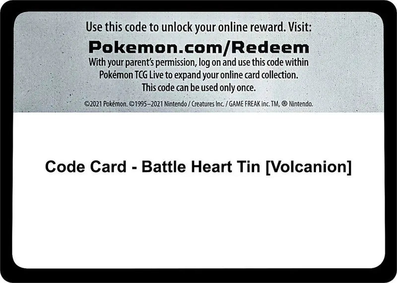 Code Card - Battle Heart Tin [Volcanion] [Miscellaneous Cards and Products]