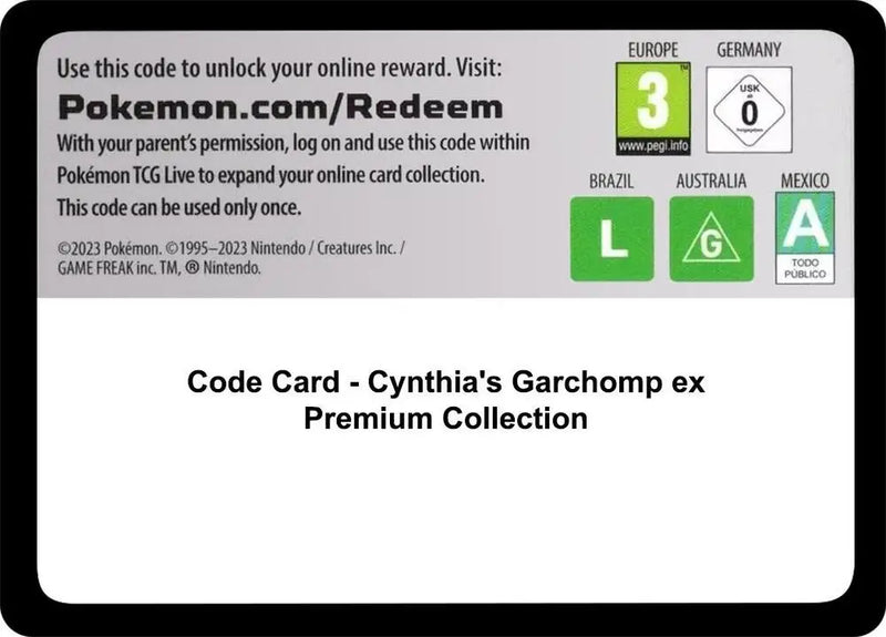 Code Card - Cynthia's Garchomp ex Premium Collection [Miscellaneous Cards and Products]