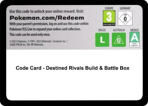 Code Card - Destined Rivals Build & Battle Box [SV10: Destined Rivals]