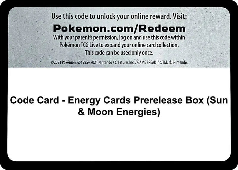 Code Card - Energy Cards Prerelease Box (Sun & Moon Energies) [Miscellaneous Cards and Products]
