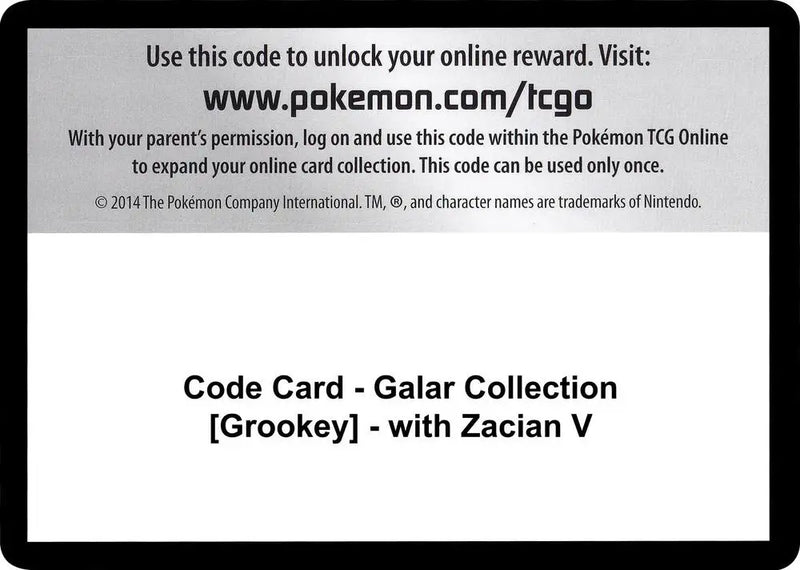 Code Card - Galar Collection [Grookey] - with Zacian V [Miscellaneous Cards and Products]