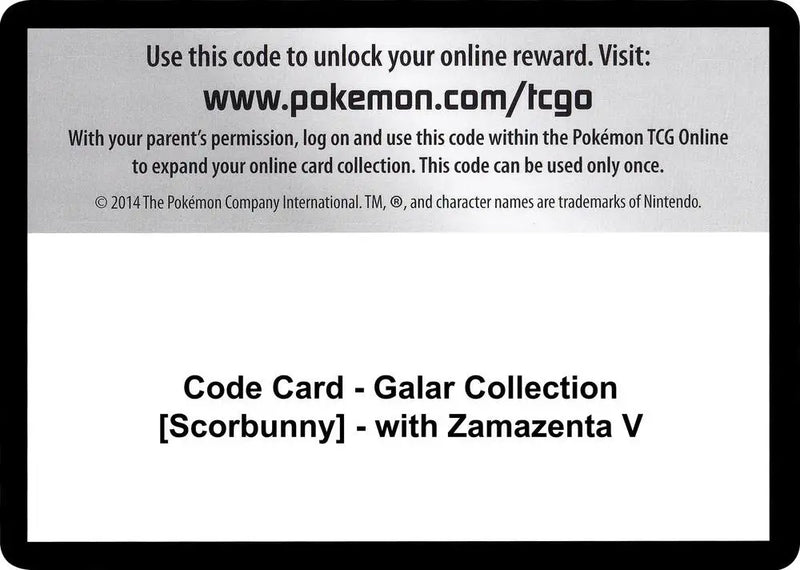 Code Card - Galar Collection [Scorbunny] - with Zamazenta V [Miscellaneous Cards and Products]