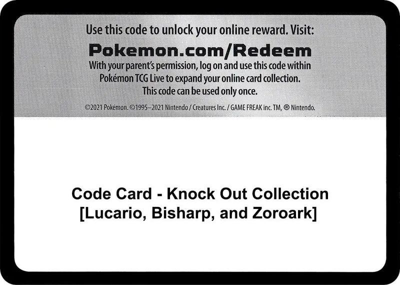 Code Card - Knock Out Collection [Lucario, Bisharp, and Zoroark] [Miscellaneous Cards and Products]