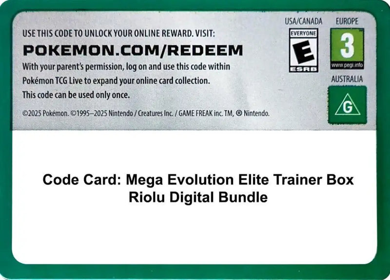 Code Card - Mega Evolution Elite Trainer Box Riolu Digital Bundle [ME01: Mega Evolution]