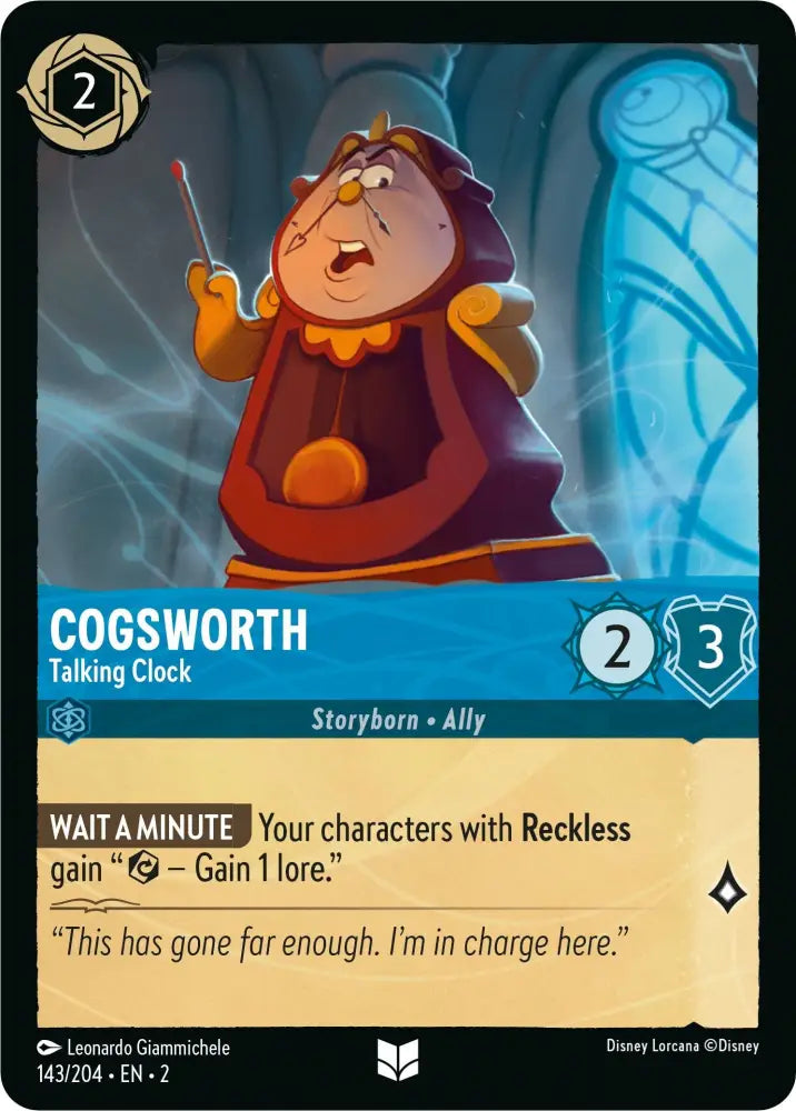 Cogsworth - Talking Clock (143/204) [Rise of the Floodborn] - Lorcana Single