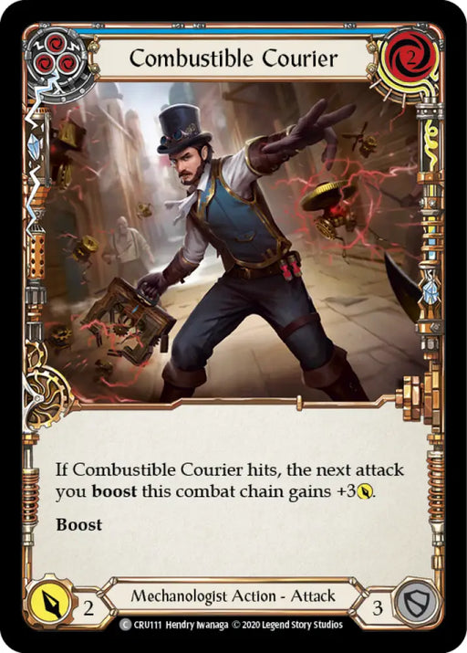 Combustible Courier (Blue) [Crucible of War 1st Edition] 1st Edition Rainbow Foil - Flesh And Blood Single