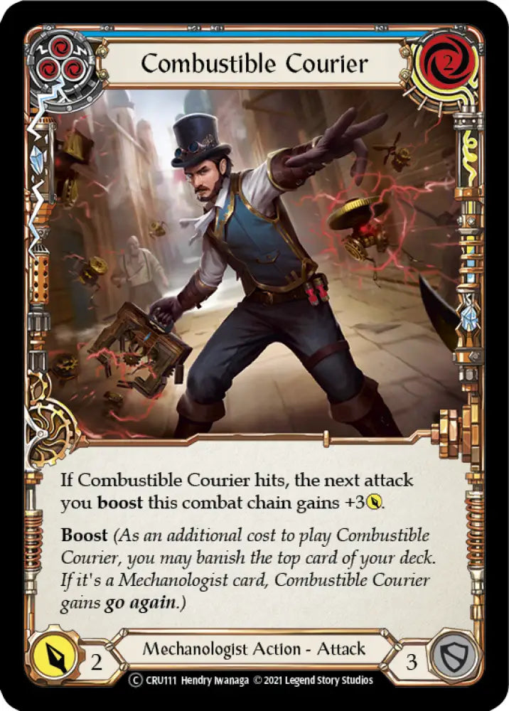 Combustible Courier (Blue) [Crucible of War Unlimited] Unlimited Rainbow Foil - Flesh And Blood Single