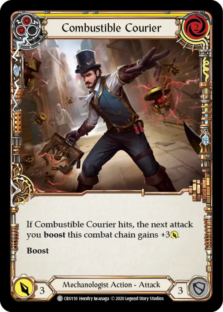 Combustible Courier (Yellow) [Crucible of War 1st Edition] 1st Edition Rainbow Foil - Flesh And Blood Single