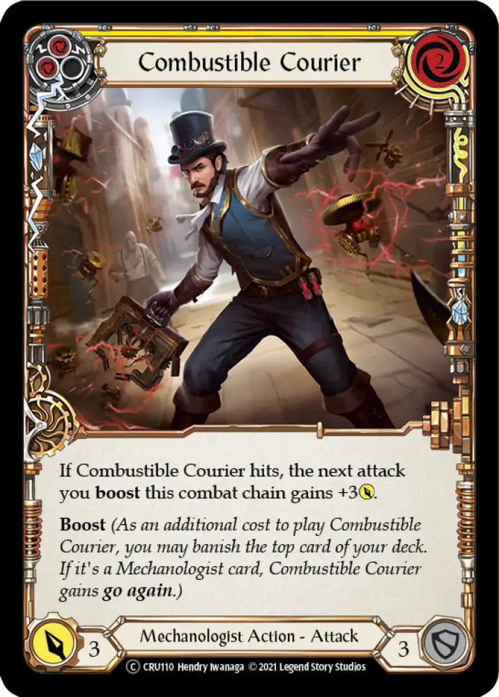 Combustible Courier (Yellow) [Crucible of War Unlimited] Unlimited Rainbow Foil - Flesh And Blood Single