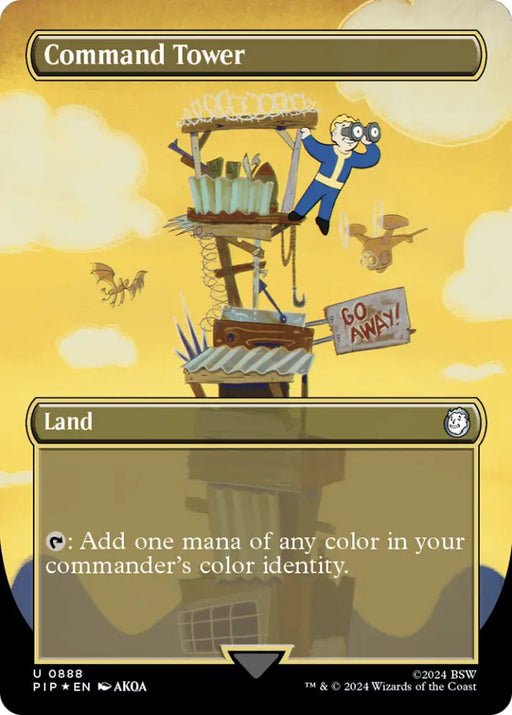 Command Tower (Borderless) (Surge Foil) [Fallout] - MTG Single