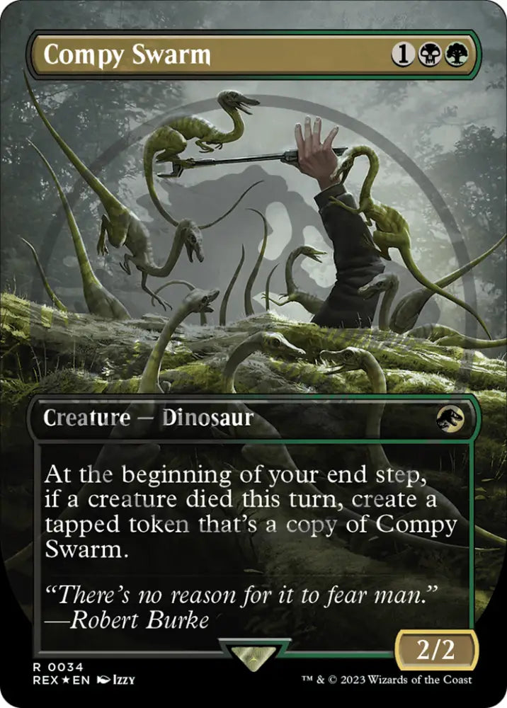 Compy Swarm (Emblem) (Borderless) [Jurassic World Collection Tokens] - MTG Single